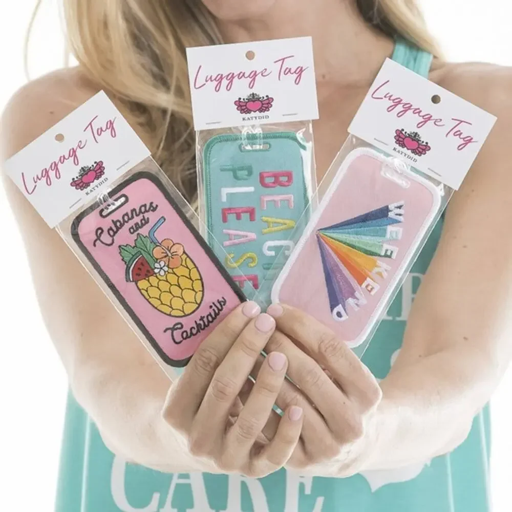 Embroidered Jet Set Go Luggage Tag
